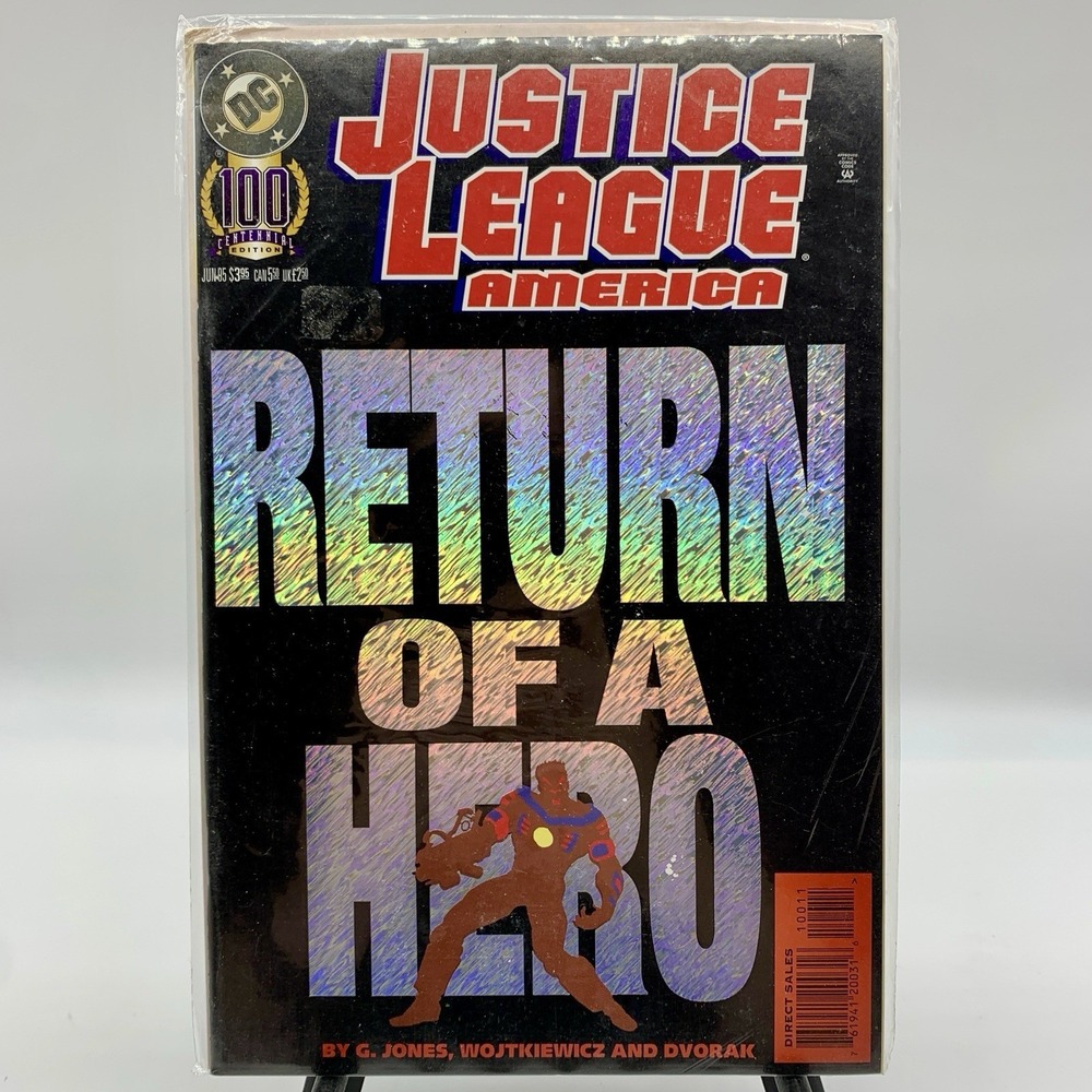 Justice League America #100 Return of A Hero Holo Cover DC 1995‎ Bagged Boarded